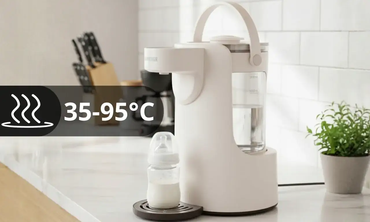 Podgrzewacz do mleka z butelką. Dowiedz się, ile może stać mleko modyfikowane w podgrzewaczu, który utrzymuje temperaturę 35-95°C.